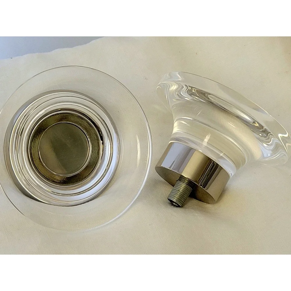 pair of Restoration Hardware Bayonne chrome finish crystal glass finials new